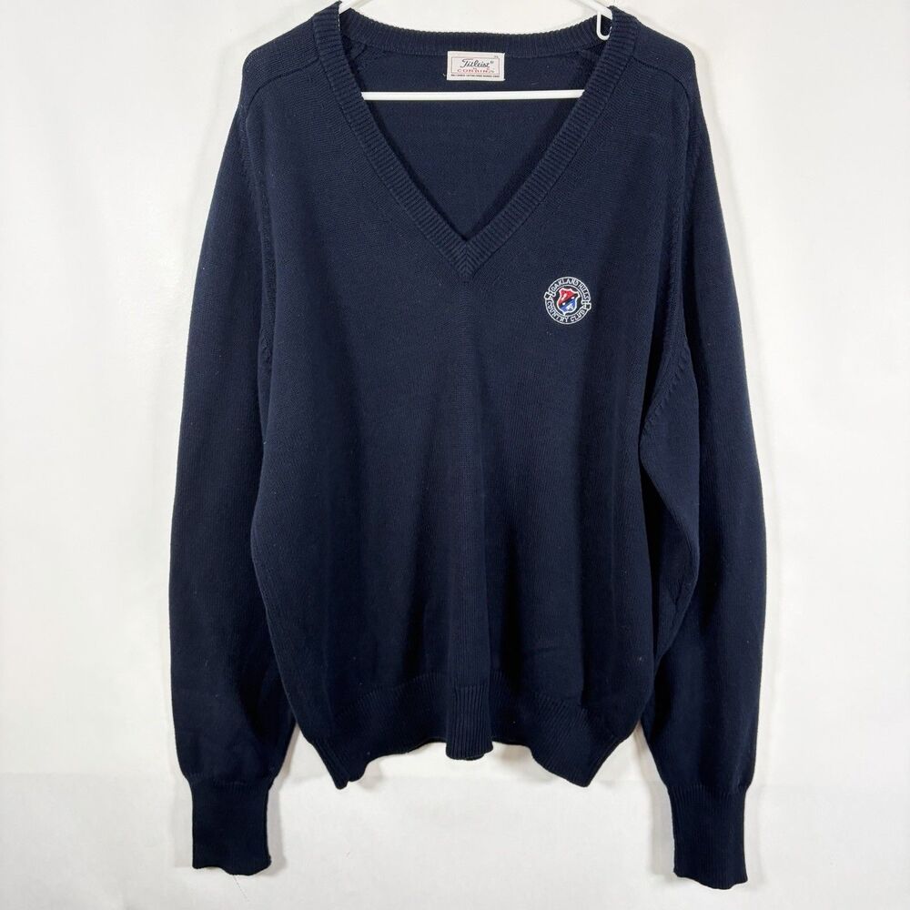Titleist By Corbin Oakland Hills V Neck Sweater Mens XL Navy Brushed Cotton VTG